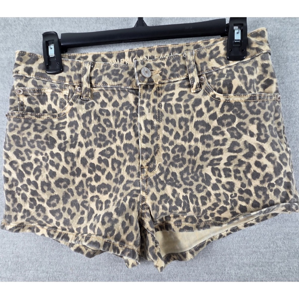 American Eagle 2 Leopard Cheetah Print Jean Shorts Stretch Boho Whimsigoth Y2K